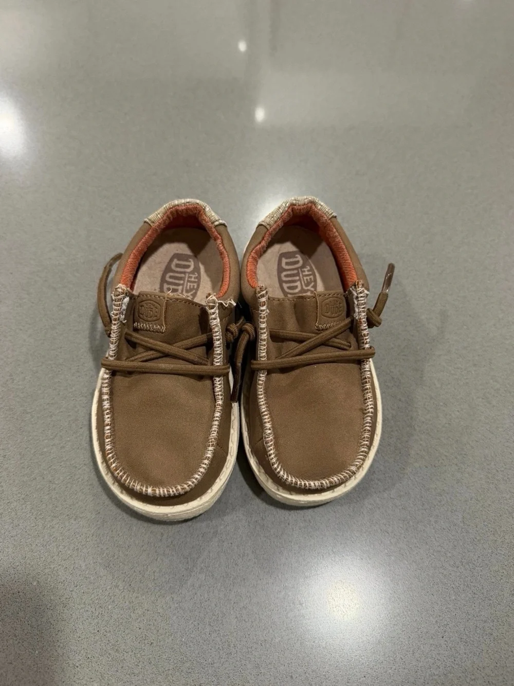 Hey Dude Brown Kids Moccasin Slip-Ons with Orange Lining